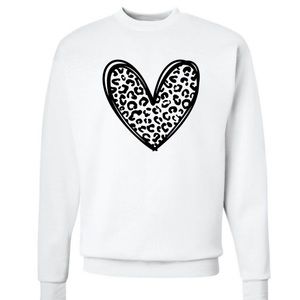Cheetah Print Heart Valentine’s Day Graphic Unisex Crewneck Sweatshirt
